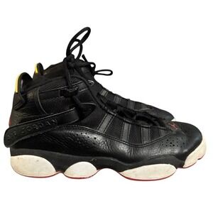 Jordan 6 Rings Black Red Yellow Basketball Sneakers 322992-071 Womens 8.5
